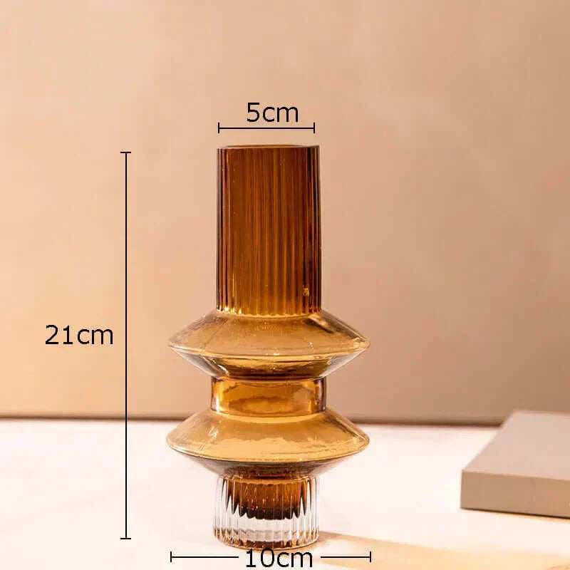 Elegant Amber Glass Vase - Contemporary decorative piece for stylish living spaces | Veska