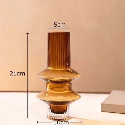 Elegant Amber Glass Vase - Contemporary decorative piece for stylish living spaces | Veska