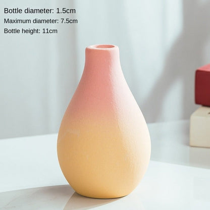 Elegant keramisk vas i makronfärger för samtida inredningsdesign | Veska Rosa + gul tår