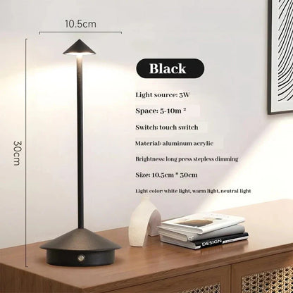 Elegant laddningsbar metallbords-lampa | Veska Svart