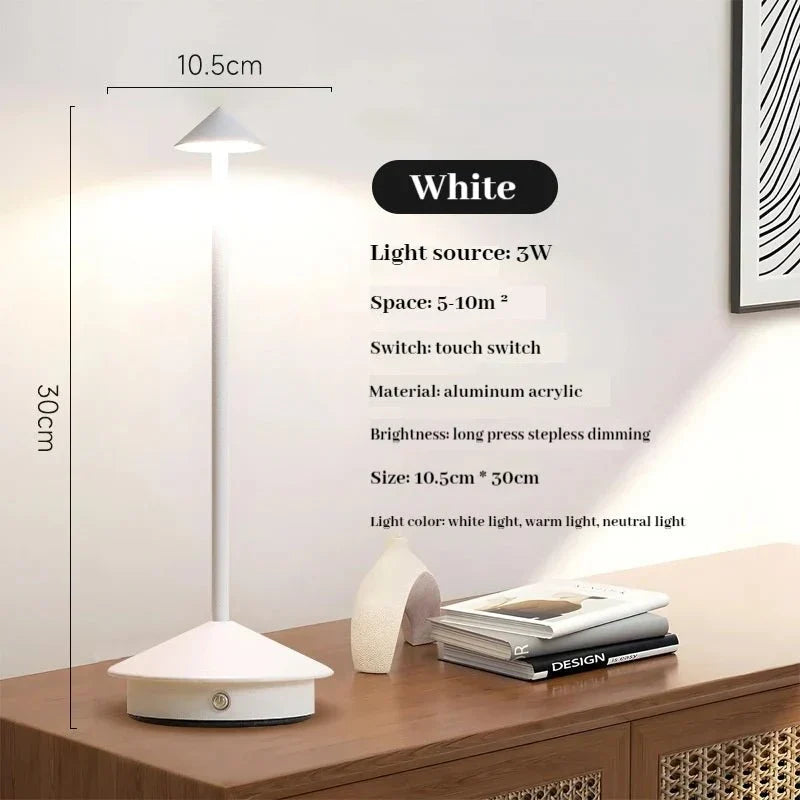 Elegant laddningsbar metallbords-lampa | Veska Vit