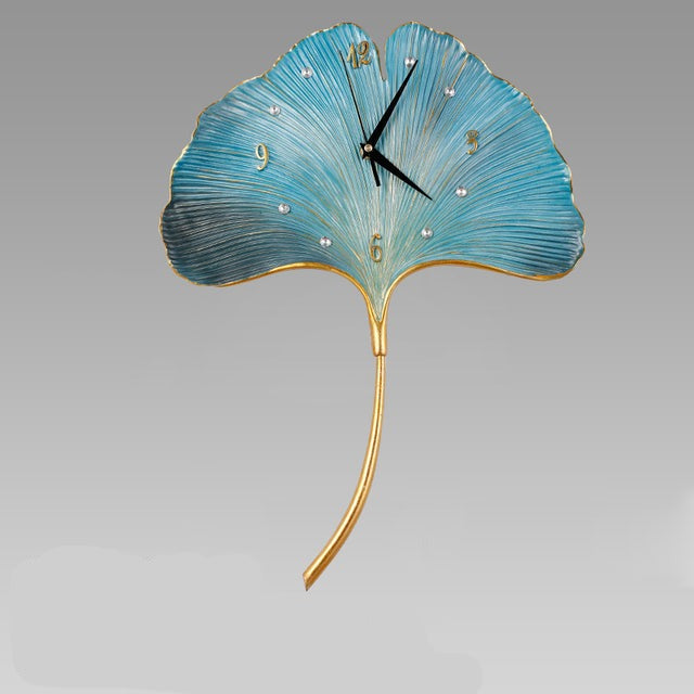 Elegant Leaf Wall Silent Clock | Veska Ljus lila
