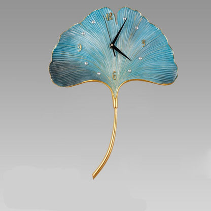 Elegant Leaf Wall Silent Clock | Veska Ljus lila