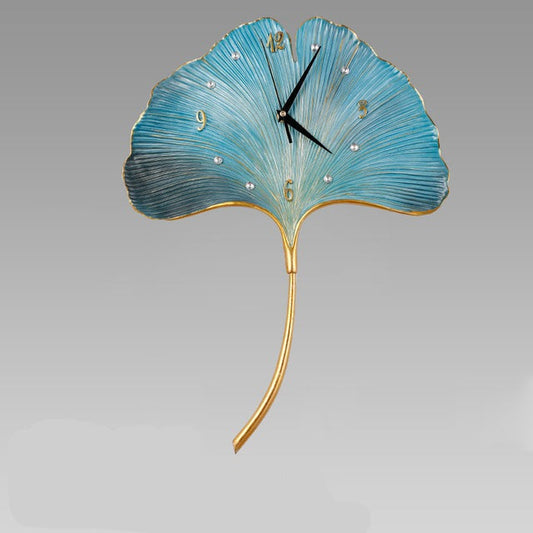 Elegant Leaf Wall Silent Clock | Veska Ljus lila