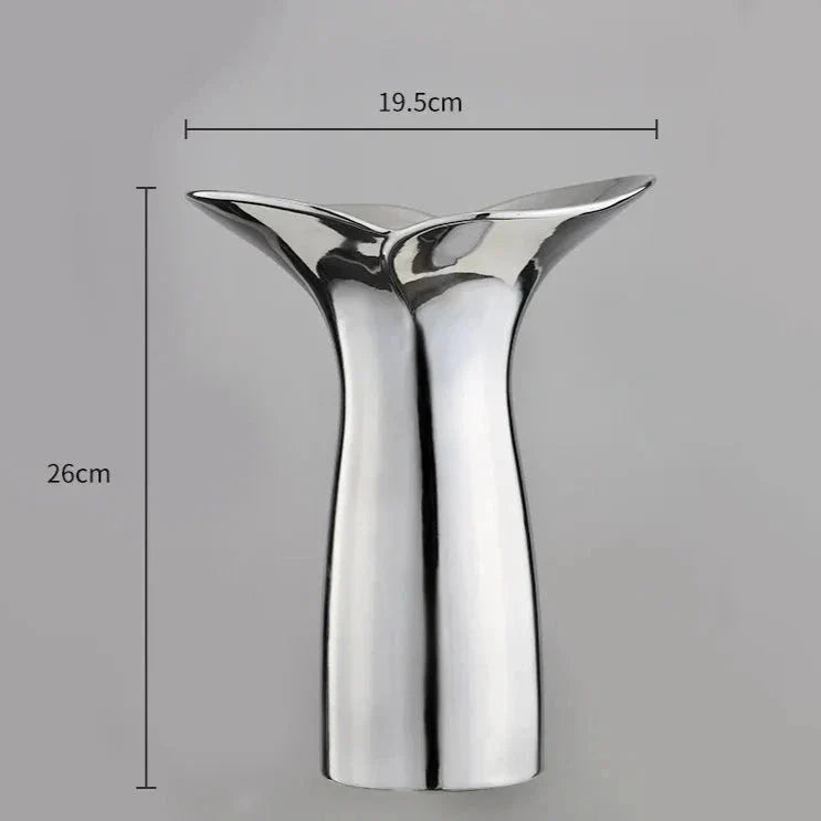 Elegant och enkel Veskaomsterkruka i silverkeramik | Veska Medium