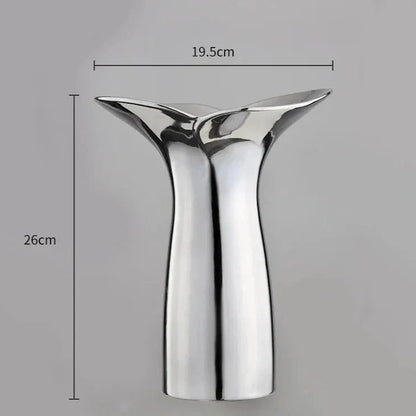 Elegant och enkel Veskaomsterkruka i silverkeramik | Veska Medium