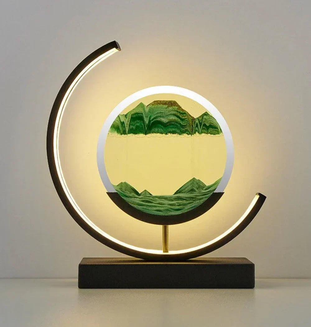 Elegant Sand Landskap Bordslampa Veska Svart grön