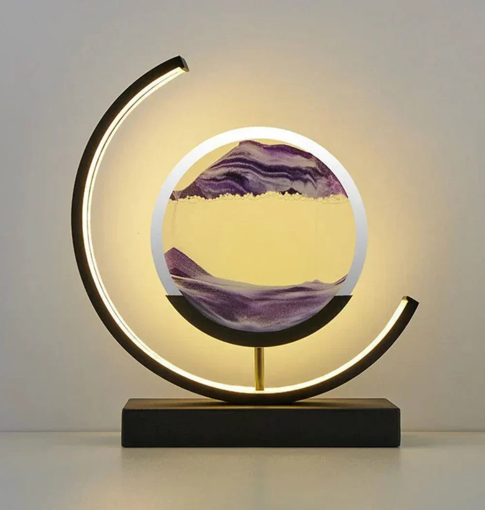 Elegant Sand Landskap Bordslampa Veska Svart lila