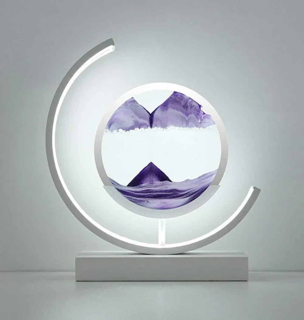 Elegant Sand Landskap Bordslampa Veska Vit lila