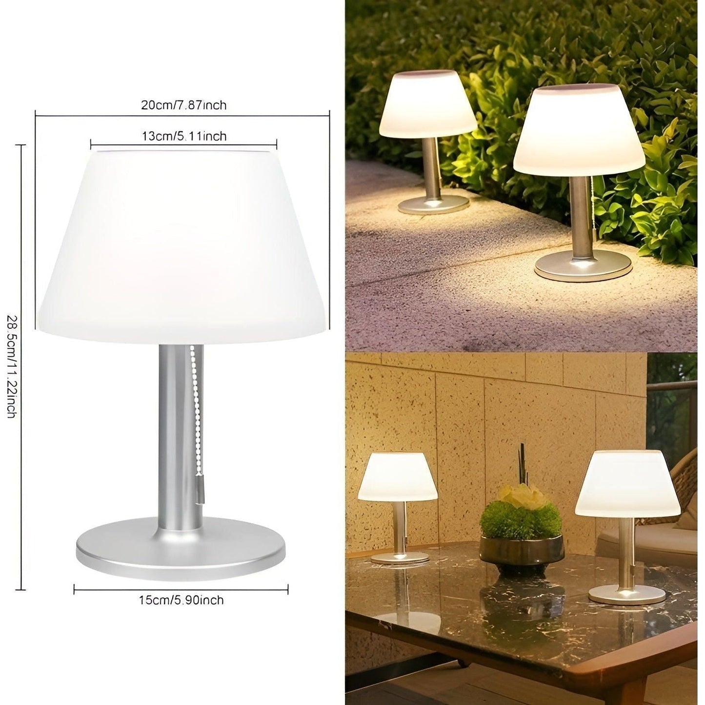 Elegant solid bordslampa för utomhusets charm Veska