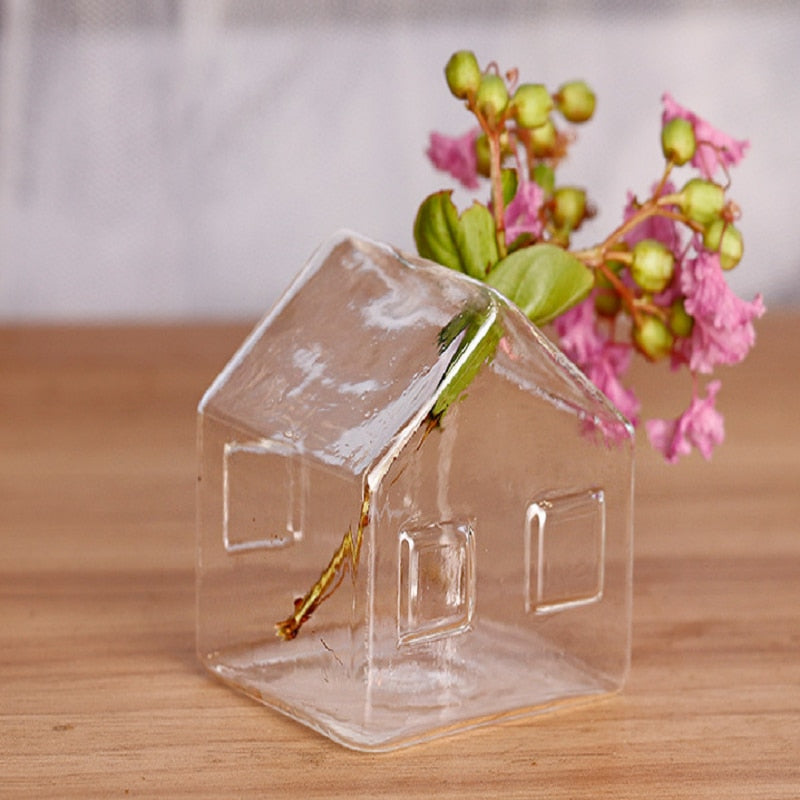 Enkel Mini Hus Glas Blomkruka | Veska