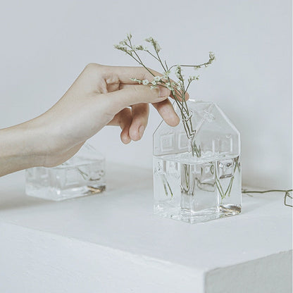Enkel Mini Hus Glas Blomkruka | Veska