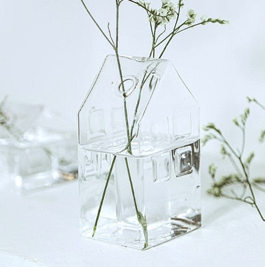 Enkel Mini Hus Glas Blomkruka | Veska A