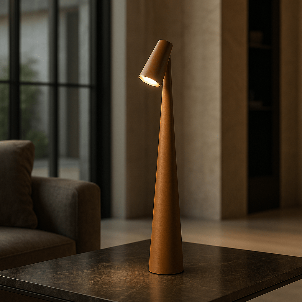 EVOLUCE – Uppladdningsbar Bordslampa med Modern Design & Lång Batteritid | Veska Brun
