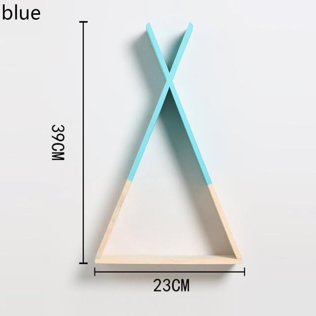 Färg Dipped Wooden Triangle Vägghylla | Veska Blå