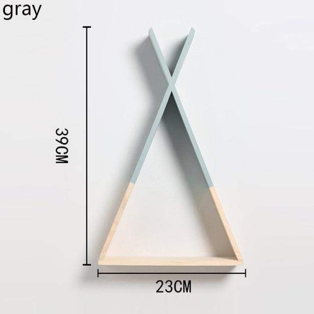Färg Dipped Wooden Triangle Vägghylla | Veska Grå