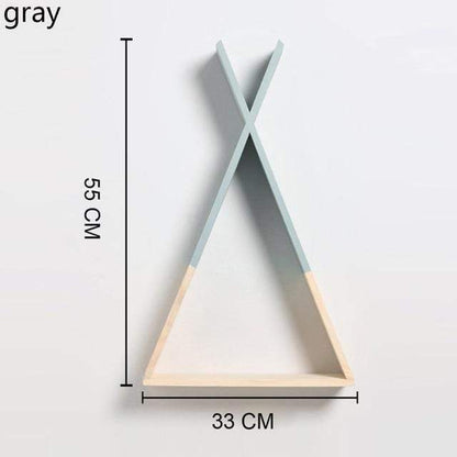 Färg Dipped Wooden Triangle Vägghylla | Veska Grå stor