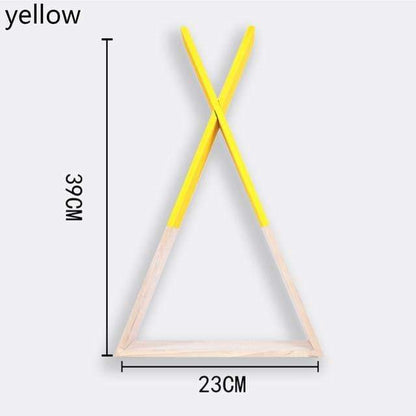 Färg Dipped Wooden Triangle Vägghylla | Veska Gul