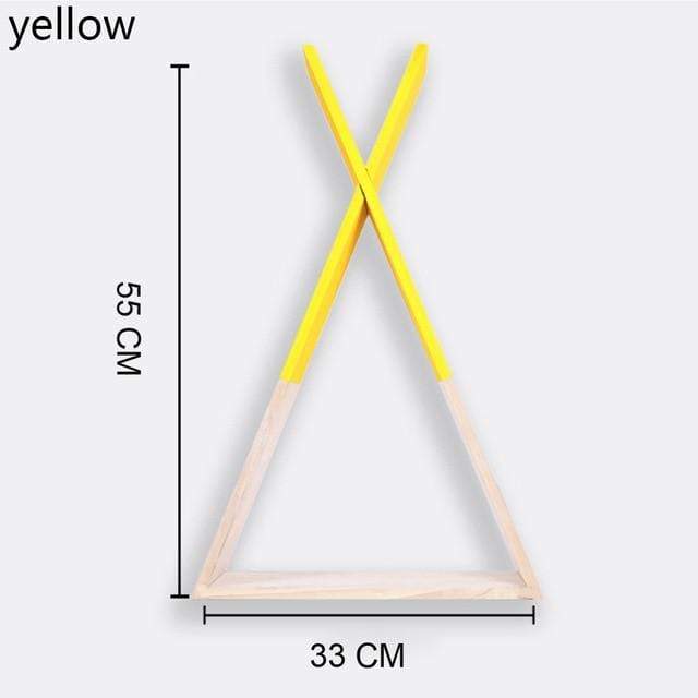 Färg Dipped Wooden Triangle Vägghylla | Veska Gul stor
