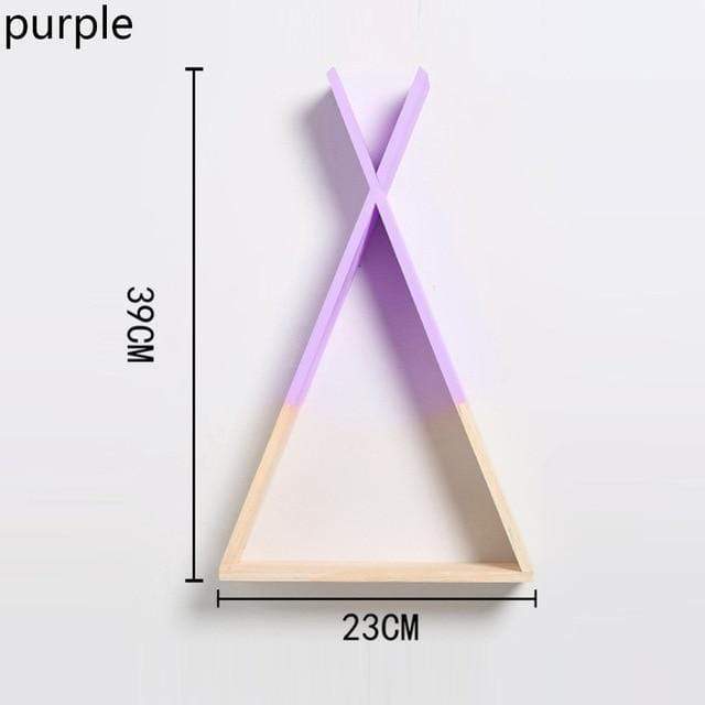 Färg Dipped Wooden Triangle Vägghylla | Veska Lila