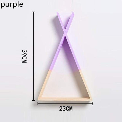 Färg Dipped Wooden Triangle Vägghylla | Veska Lila