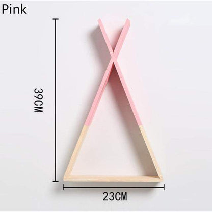 Färg Dipped Wooden Triangle Vägghylla | Veska Rosa