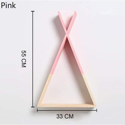 Färg Dipped Wooden Triangle Vägghylla | Veska Rosa stor