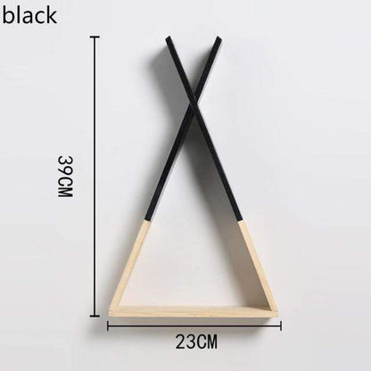 Färg Dipped Wooden Triangle Vägghylla | Veska Svart