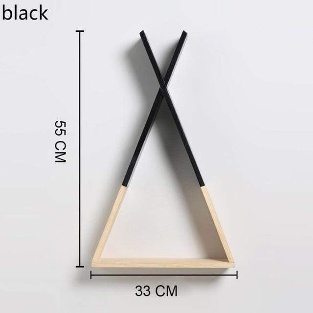 Färg Dipped Wooden Triangle Vägghylla | Veska Svart stor