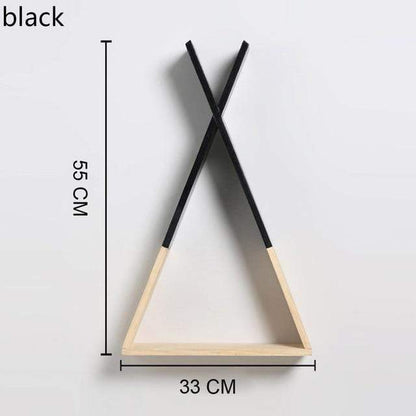 Färg Dipped Wooden Triangle Vägghylla | Veska Svart stor
