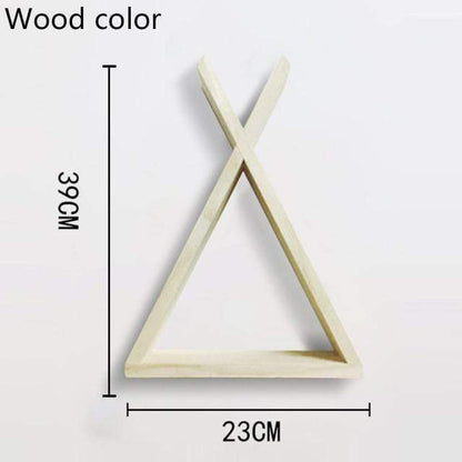 Färg Dipped Wooden Triangle Vägghylla | Veska Trä färg