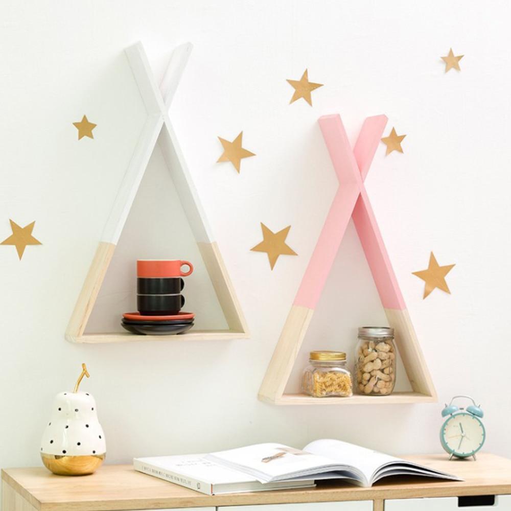 Färg Dipped Wooden Triangle Vägghylla | Veska