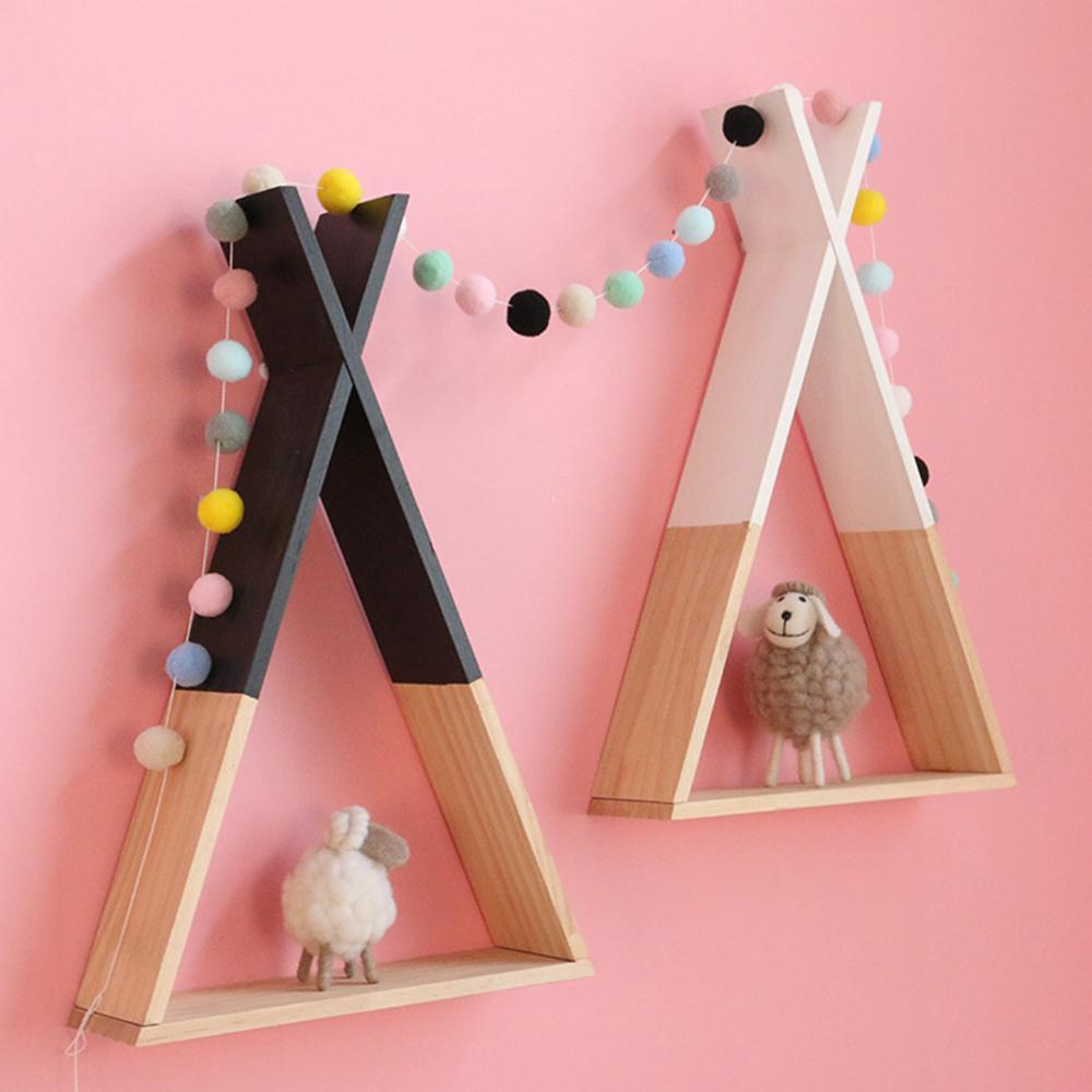 Färg Dipped Wooden Triangle Vägghylla | Veska
