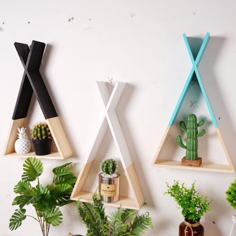 Färg Dipped Wooden Triangle Vägghylla | Veska