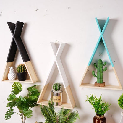 Färg Dipped Wooden Triangle Vägghylla | Veska