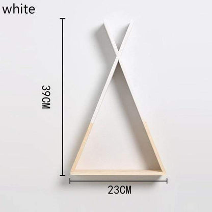 Färg Dipped Wooden Triangle Vägghylla | Veska Vit