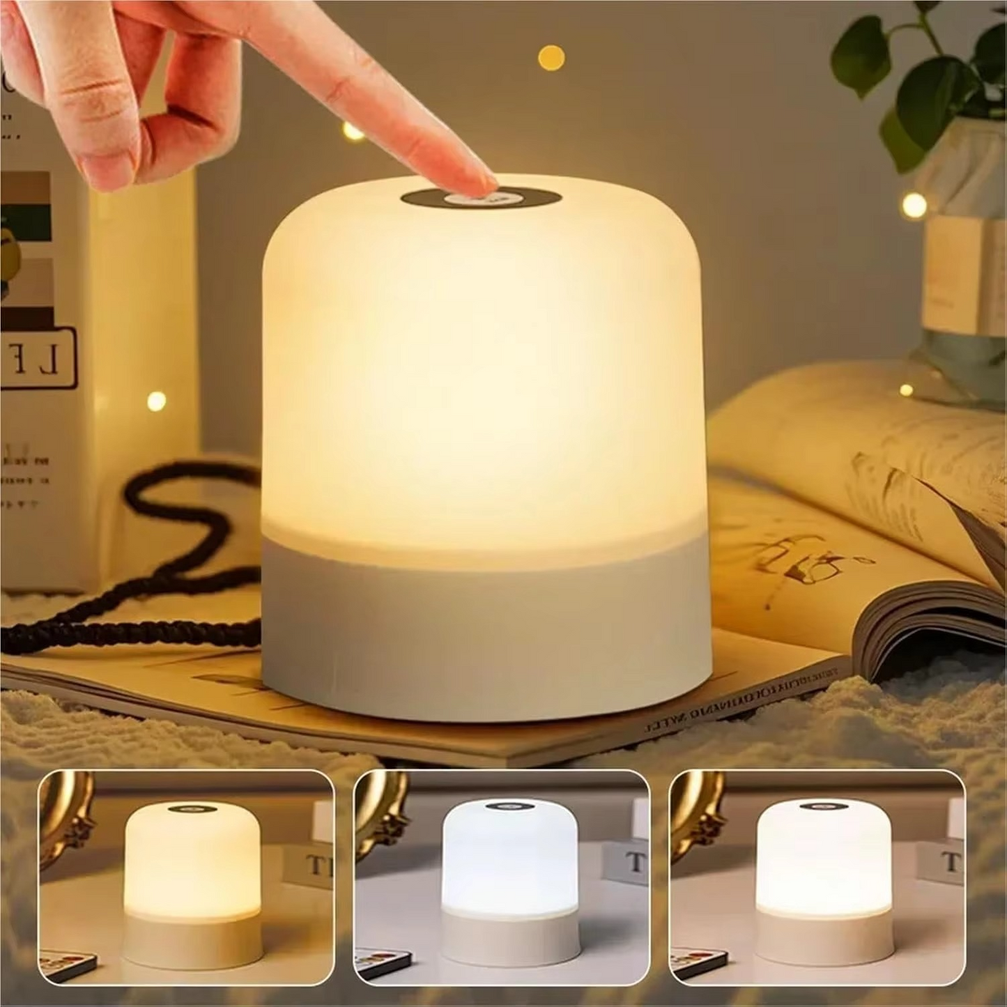 Färgändrande touch bordslampa med fjärrkontroll för sovrum eller vardagsrum | Veska