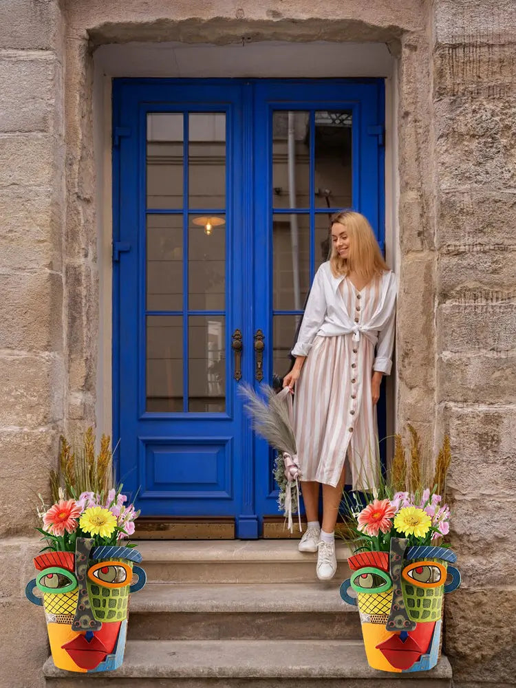 Färgglad Ansikts Veskaomkruka Kreativ Dekor för Hem och Trädgård | Veska