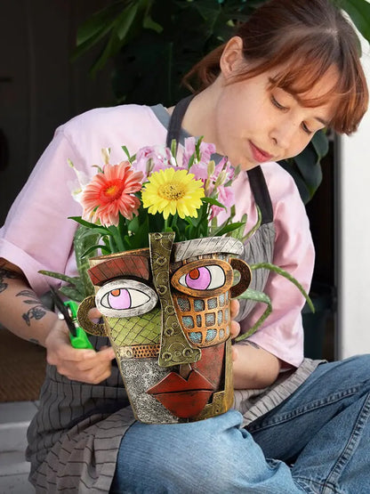 Färgglad Ansikts Veskaomkruka Kreativ Dekor för Hem och Trädgård | Veska