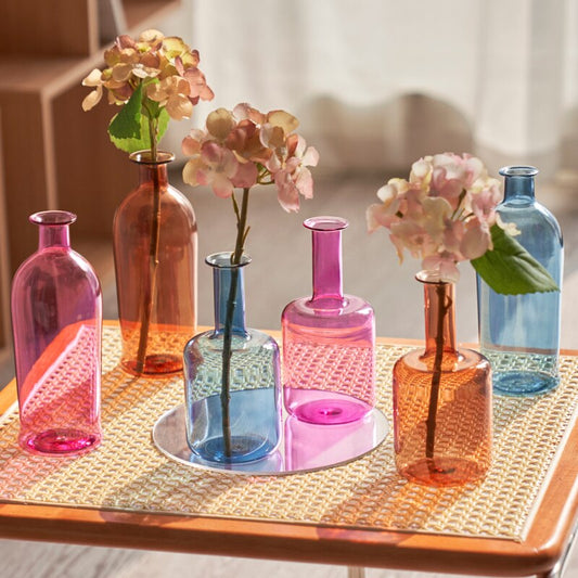 Färgglad Bud Glasvas | Veska Lila Rosa - Kort