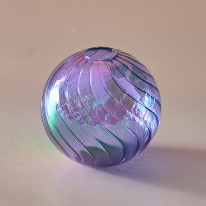 Färgglad Glas Glob Vasen - Swirl | Veska L - Lavendel