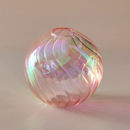 Färgglad Glas Glob Vasen - Swirl | Veska L - Rosa