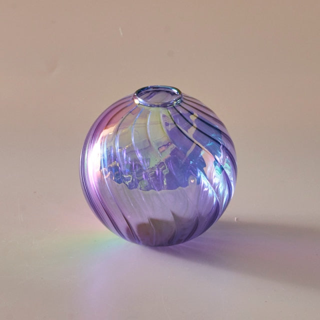 Färgglad Glas Glob Vasen - Swirl | Veska M - Lila