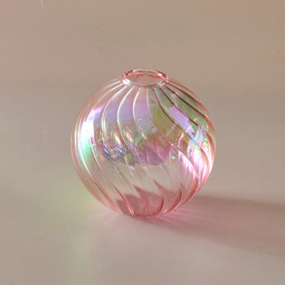 Färgglad Glas Glob Vasen - Swirl | Veska M - Rosa