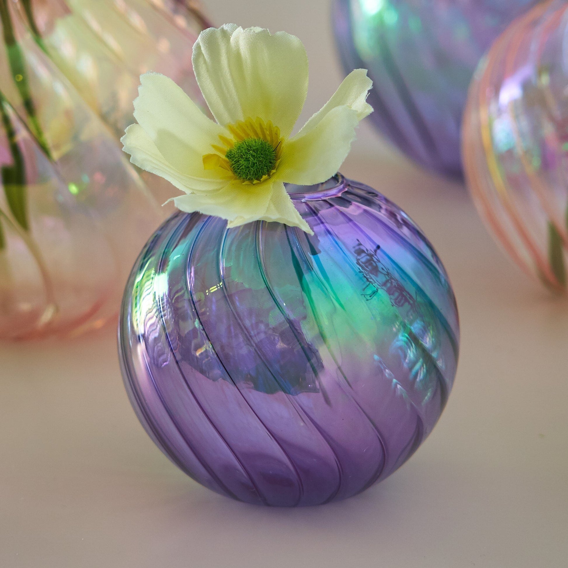 Färgglad Glas Glob Vasen - Swirl | Veska