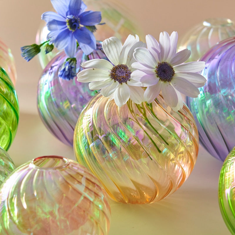 Färgglad Glas Glob Vasen - Swirl | Veska