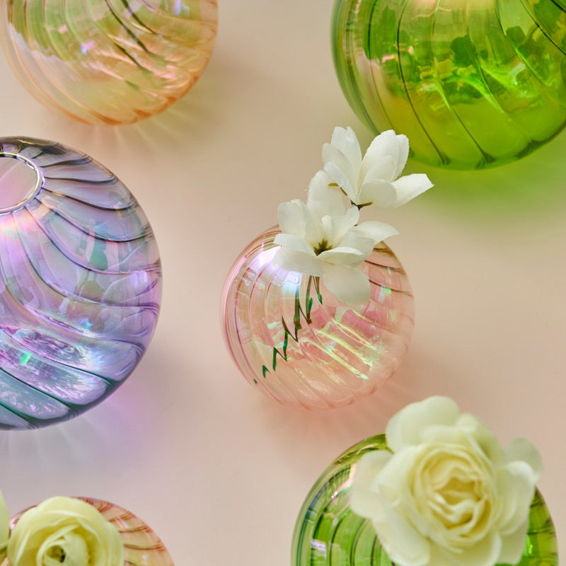Färgglad Glas Glob Vasen - Swirl | Veska