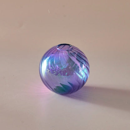 Färgglad Glas Glob Vasen - Swirl | Veska S - Lila