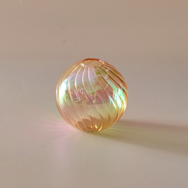Färgglad Glas Glob Vasen - Swirl | Veska S - Orange