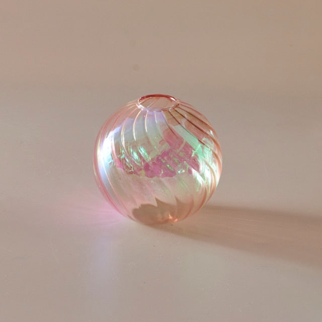 Färgglad Glas Glob Vasen - Swirl | Veska S - Rosa